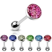 Phosphor Glitter Epoxy Dome Top WildKlass Barbell 316L Surgical Steel (10pcs x 7colors)