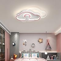Ceiling Fans with Lamps,Kids Led Ceiling Fans with Lights, Modern Dimmable Bedroom Fan Lamp with Remote Control 6 Gears Adjustable Fan Lights for Indoor Lounge Living Room/Pink