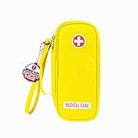 EpiPen Medical Carrying Case Insulated, Travel Medication Organizer Bag Emergency Medical Pouch, Fits 2 EpiPens, Asthma Inhaler, Anti-Histamine, Auvi-Q, Allergy Medicine Essentials, Bright Yellow