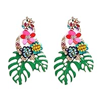 Gorgeous Colorful Sequin Flower Floral Leaf Stud Earrings for Women and Girls (er006023)