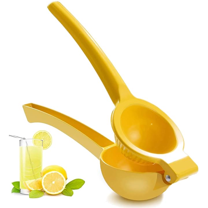 Lemon Squeezer Citrus Juicer Press Premium 2-in-1 Hand Lime Squeezer Quality Aluminum Alloy Manual Fruit Juicer Durable Yellow Efficient Extraction 