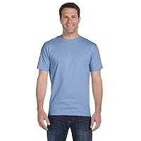 Hanes mens 5.2 oz. ComfortSoft Cotton T-Shirt(5280)-LIGHT BLUE/NAVY-XL-3PK