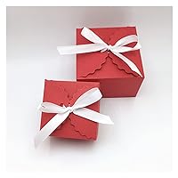 LPHZ919 20pcs red Square Box DIY Handmade Cake/Candy Box Jewelry Box with Free White Ribbon Gifts (Color : Red, Gift Box Size : 6.5x6.5x4.5cm)