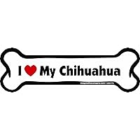 Bone Car Magnet, I Love My Chihuahua, 2-Inch by 7-Inch,White