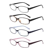 IVNUOYI 4 Pack Reading Glasses Blue Light Blocking with Spring Hinges,Colors Lightweight Readers for Women,Anti Glare UV Computer Eyeglasses 1.0