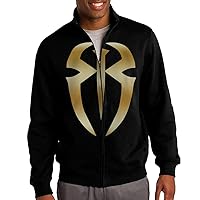 Men Roman Reigns Gold Logo Zip-up Jacket Hooded Sweatshirt Black