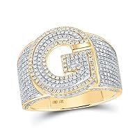 The Diamond Deal 10kt Two-tone Gold Mens Round Diamond G Initial Letter Ring 1 Cttw