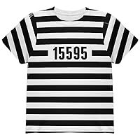 Halloween Prisoner Old Time Striped Costume All Over Youth T Shirt Multi YMD