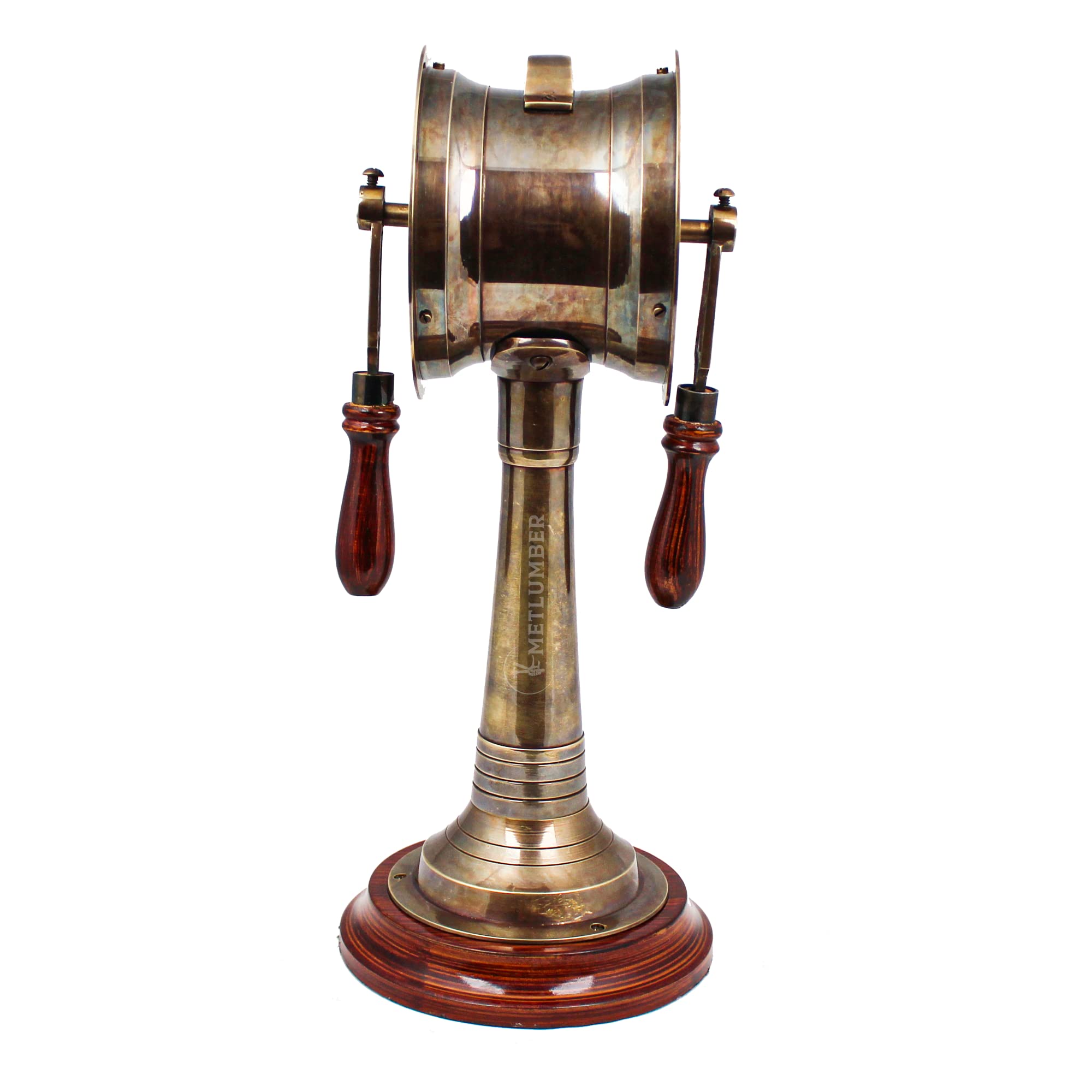 METLUMBER Vintage Nautical Brass Engine Order Telegraph Rustic Ship Engine Room Telegraph with Wooden Base Antique Decorative Maritime Collectible for Home Decor (6 Inches)
