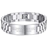 MeMeDIY TO MY SON Love from MOM AND DAD Courage Inspirational Bracelets Personalized Graduation Gifts for Teenage Stainless Steel Adjustable Wristband Birthday Gift