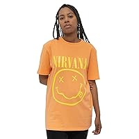 Nirvana T Shirt Yellow Smile Band Logo Official Unisex Orange