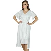 Bimba Classic Asymmetrical Mid-Calf Dress for Women's Summer Rayon Short Sleeves Dresses