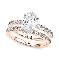 Rylos 14K White/Rose/Yellow Gold Pear Cut Engagement Ring + Wedding Band set | Certified Lab Grown Diamonds | VS-SI Quality | Available in Size 5-10