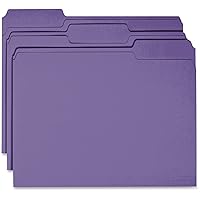 Business Source 44106 Color File Folder, 1/3 Cut, 100/BX, Purple