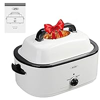 Roaster Oven, 24 QT Electric Roaster Oven with Viewing Lid, Sunvivi Turkey Roaster with Unique Defrost/Warm Function, Large Roaster with with Removable Pan & Rack, Stainless Steel, White