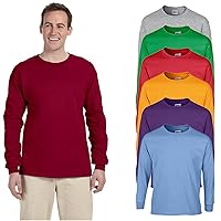 Gildan Brands Men's Heavy Cotton Long Sleeve T-Shirt G5400 Multipack-Bulk SETOF-6-XL Make Your Own Color Set! Multicolor