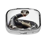 Cobra Snake Pill Box 3 Compartment Metal Pill Case for Purse & Pocket Portable Medicine Organizer Mini Travel Pillbox Weekly Pill Container