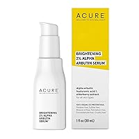 Acure Brightening 2% Alpha Arbutin Serum - Brighter Skin, Improve Dark Spots & Uneven Tone - 100% Vegan with Alpha Arbutin, Hyaluronic Acid & Elderberry Extract - Skincare For All Skin Types - 1 Fl Oz