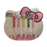 SANRIO Hello Kitty and Friends Toothbrush Collection Set of 5 Characters Include: - Hello Kitty - Cinnamoroll - Keroppi - Kuromi - My Melody