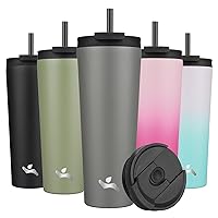 26OZ Insulated Tumbler with Lid and 2 Straws Stainless Steel Water Bottle Vacuum Travel Mug Coffee Cup,Gray