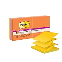 Post-it Super Sticky Dispenser Pop-up Notes, 6 Sticky Note Pads, 3 x 3 in., 2X the Sticking Power, School Supplies and Oﬃce Products, Use with Post-it Note Dispensers, Energy Boost Collection