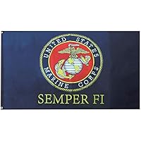 United States Marine Corps Semper Fi Black Premium Quality Heavy Duty Fade Resistant 3x5 3'x5' 100D Woven Poly Nylon Flag Grommets Officially Licensed