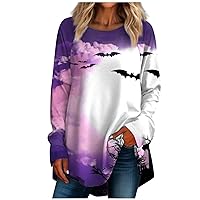 Halloween Oversized Sweatshirt For Women Long Sleeve Shirt Crewneck Pullover Tunic Tops For Teen Girls Loose Fit Dressy Gifts For Women