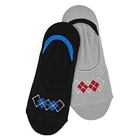 Foot Traffic Men's Chique Argyle Low Cut Liner Socks, in Black and Grey (2 Pack)