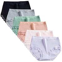 Teen Girls Cotton Underwear 6 Pack Comfort Lace Trim Briefs Panties