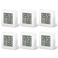 EEEKit Mini Thermometer Hygrometer Indoor Digital ℃/℉ Room Thermometer Temperature and Humidity Meter Hydrometer Moisture for Bedroom Living Room (Pack of 6)