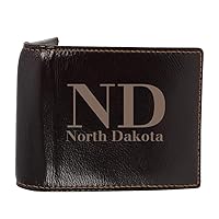 ND North Dakota - Genuine Engraved Soft Cowhide Bifold Leather Wallet