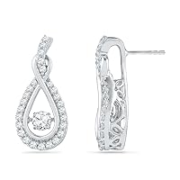 DGOLD 10KT White Gold Round Diamond In Motion Fashion Earring (1 cttw)