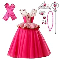 Dressy Daisy Girls Princess Dress Halloween Fancy Party Dress Up Costumes with Accessories Hot Pink