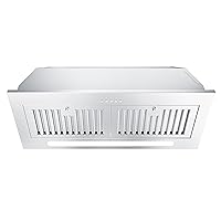 FIREGAS Insert Range Hood 30 inch 600 CFM Ducted Convertible Ductless Kitchen Stove Hood with LED Lights, Built-in Kitchen Vent with 3 Speed Exhaust Fan,Baffle Filters,Range Hoods with Carbon Filters