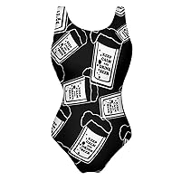 Keep Calm and Drink Beer One Piece Swimsuit for Women Tummy Control Bathing Suit Slimming Backless Swimwear
