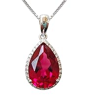 Navachi 925 Sterling Silver 18k White Gold Plated 5.5ct Pear Ruby Or Emerald Necklace Pendant 18