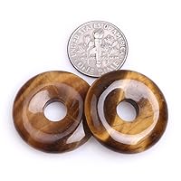 JOE FOREMAN 25mm Donut Natural Yellow Tiger Eye Semi Precious Gemstone Beads for Jewelry Making 15