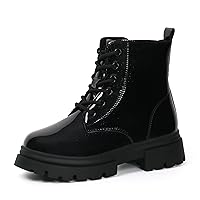 starmerx Girls Ankle Boots Lace Up Combat Boot Side Zipper Comfortable Boys Boots