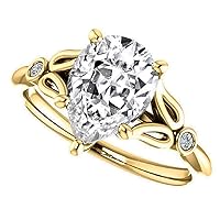 GOLD EDGE 3 CT Pear Colorless Moissanite Engagement Ring,Wedding Bridal Ring, Eternity Solid 10K Yellow Gold Diamond Solitaire 3-Prong Anniversary Best Ring for Wife