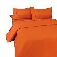 Flat Sheets Pack of 6 Orange Solid 100% Cotton Top Sheets for Hotel, Hospitals, Massage Use 450TC (Olympic Queen, Orange)