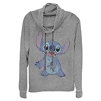 Disney Lilo Sketchy Stitch Women's Long Sleeve Cowl Neck Pullover