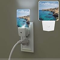Coastal of Malta Print Night Light with Light Sensors Plug in LED Lights Smart Nightstand Lamp Plug in Night Light for Bedroom Bathroom Hallway Home Decor