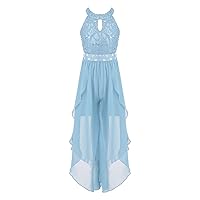 CHICTRY Kids Girls High Low Ruffle Dance Romper Gown Lace Wedding Prom Birthday Pageant Jumpsuit