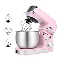 Stand Mixer,3.2Qt Small Electric Food Mixer,6 Speeds Portable Lightweight Kitchen Mixer for Daily Use with Egg Whisk,Dough Hook,Flat Beater (Pink)