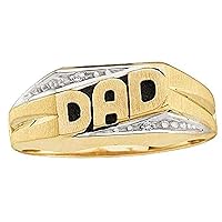 0.05 Ct Round Cut White Diamond DAD Men's Ring Father Day Gift 14k Yellow Gold Plated 925 Sterling Silver