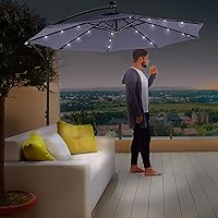 Cantilever Parasol 2.5m Outdoor Led Parasol Patio Solar Sun Shade Garden Banana Cantilever Hanging Umbrella