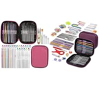 IMZAY 164 Pcs Crochet Hooks Set, Crochet Kit Crochet Hooks Kit with Storage Case, Ergonomic Knitting Needles Blunt Needles Stitch Marker DIY Hand Knitting Craft Art Tools for Beginners-Purple and Rose