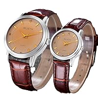 Diamond Style Watches, Simple Couple Watch - Steel Ring Leather Strap - Quartz Automatic Watch, Ladies Watch - Men's Watch