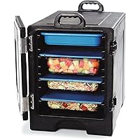 Carlisle FoodService Products Cateraide Insulated Front Loading Food Pan Carrier with Handles for Catering, Events, and Restaurants, Plastic, 5 Full Pans, Black