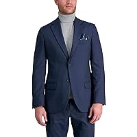 J.M. Haggar Men's Premium Stretch Tailored Fit Subtle Pattern Suit Separates-Pants, Blue Heather-Jacket, 42